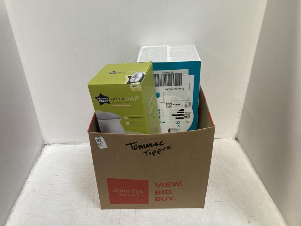 Lot 321  
            Chesterfield SR46 - Parcel Delivery Only 

                
QTY OF ASSORTED TOMMEE TIPPEE ITEMS TO INCLUDE TOMMEE TIPPEE QUICK CHOP BABY FOOD...