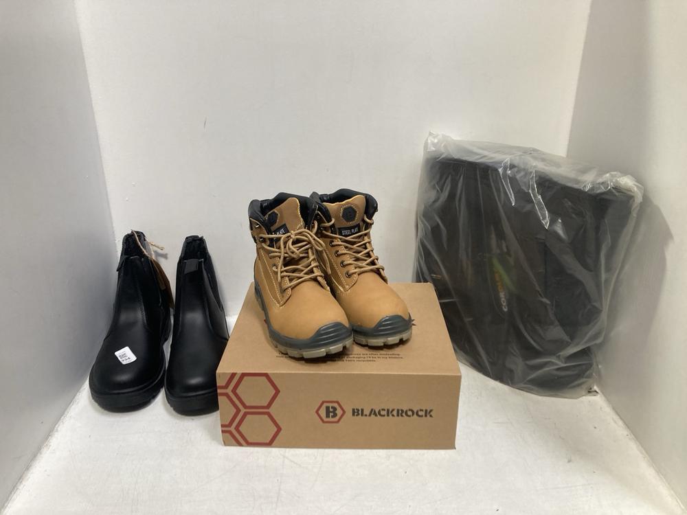 Lot 334  
            Chesterfield SR46 - Parcel Delivery Only 

                
3 X ASSORTED ADULTS WORK SHOES TO INCLUDE BLACKROCK STANDARD CLAYSTONE BOOTS IN B...