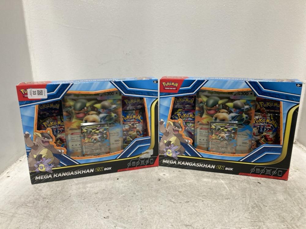 Lot 33  
            Chesterfield SR46 - Parcel Delivery Only 

                
2 X POKEMON MEGA KANGASKHAN EX BOX SET (LOCATION: A1)