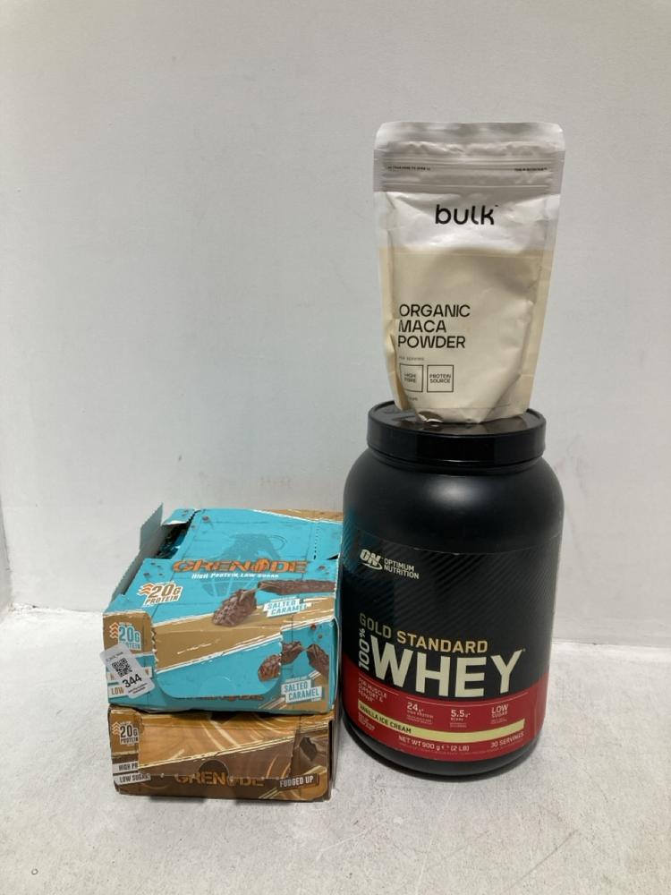 Lot 344  
            Chesterfield SR46 - Parcel Delivery Only 

                
4 X ASSORTED HEALTH SUPPLEMENTS TO INCLUDE OPTIMUM NUTRITION GOLD STANDARD 100% W...