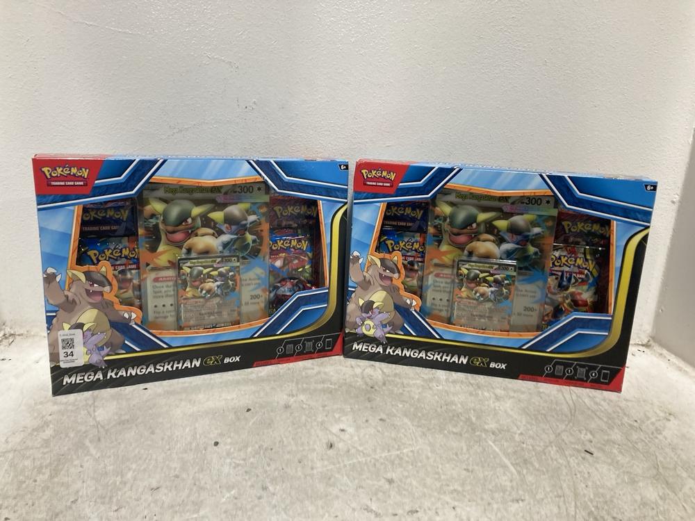 Lot 34  
            Chesterfield SR46 - Parcel Delivery Only 

                
2 X POKEMON MEGA KANGASKHAN EX BOX SET (LOCATION: A1)