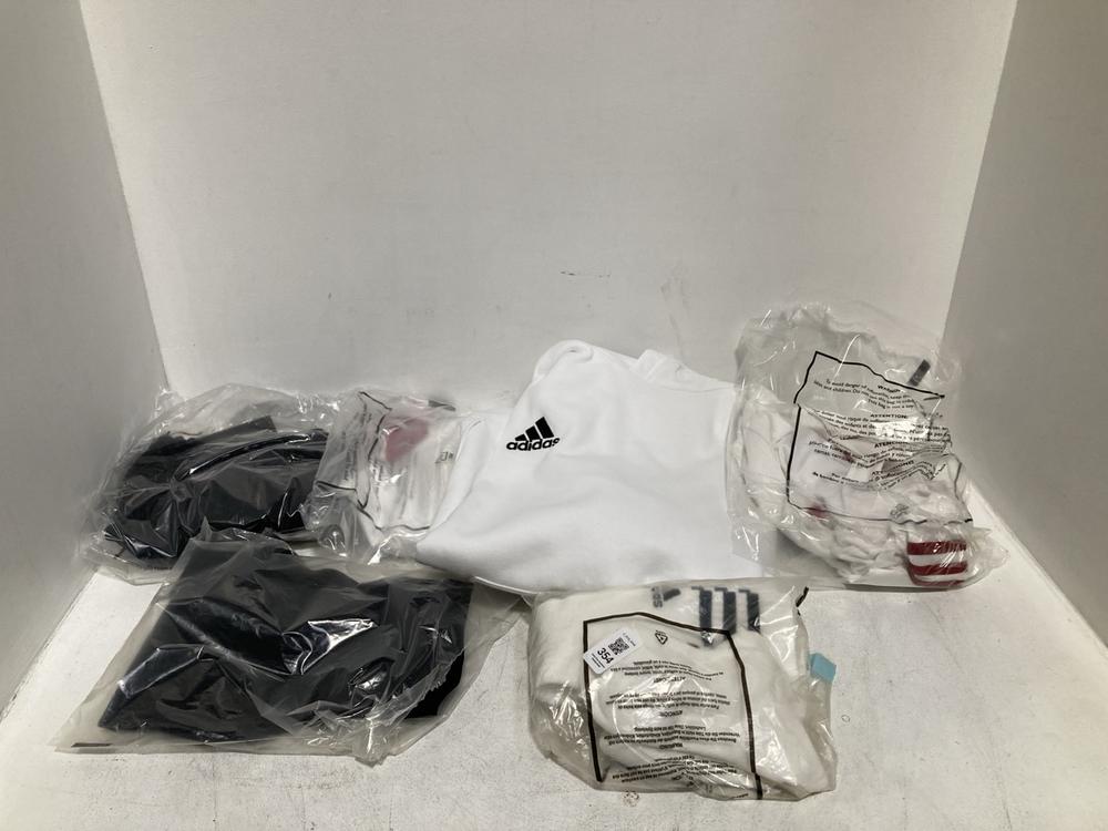 Lot 354  
            Chesterfield SR46 - Parcel Delivery Only 

                
QTY OF ASSORTED ADIDAS CLOTHING TO INCLUDE ADIDAS SLIM FIT 3-STRIPE T SHIRT IN WH...