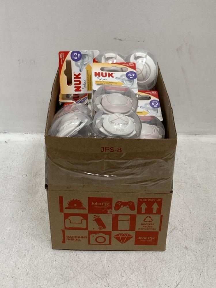 Lot 364  
            Chesterfield SR46 - Parcel Delivery Only 

                
15 X ASSORTED NUK SILICONE SOOTHERS TO INCLUDE NUK WINNIE THE POOH SILICONE SOOTH...