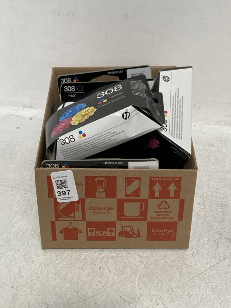 Lot 397  
            Chesterfield SR46 - Parcel Delivery Only 

                
6 X HP 308 TRI-COLOUR ORIGINAL INK CARTRIDGE (LOCATION: E3)