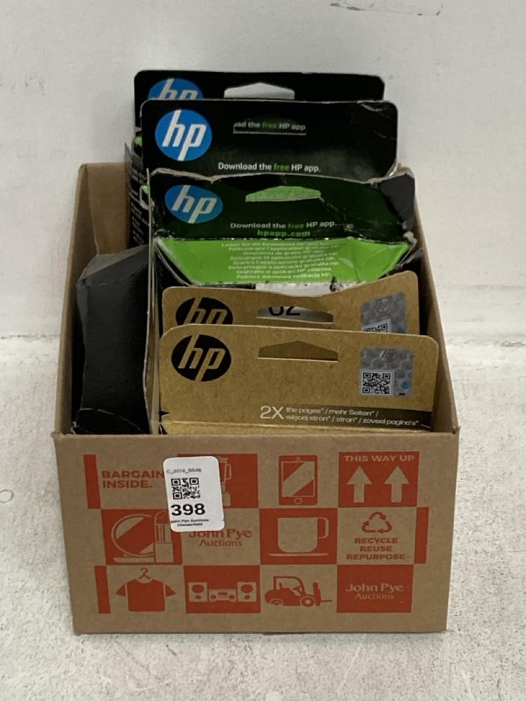 Lot 398  
            Chesterfield SR46 - Parcel Delivery Only 

                
6 X ASSORTED HP INKS TO INCLUDE HP 308E EVERMORE BLACK ORIGINAL INK CARTRIDGE (LO...