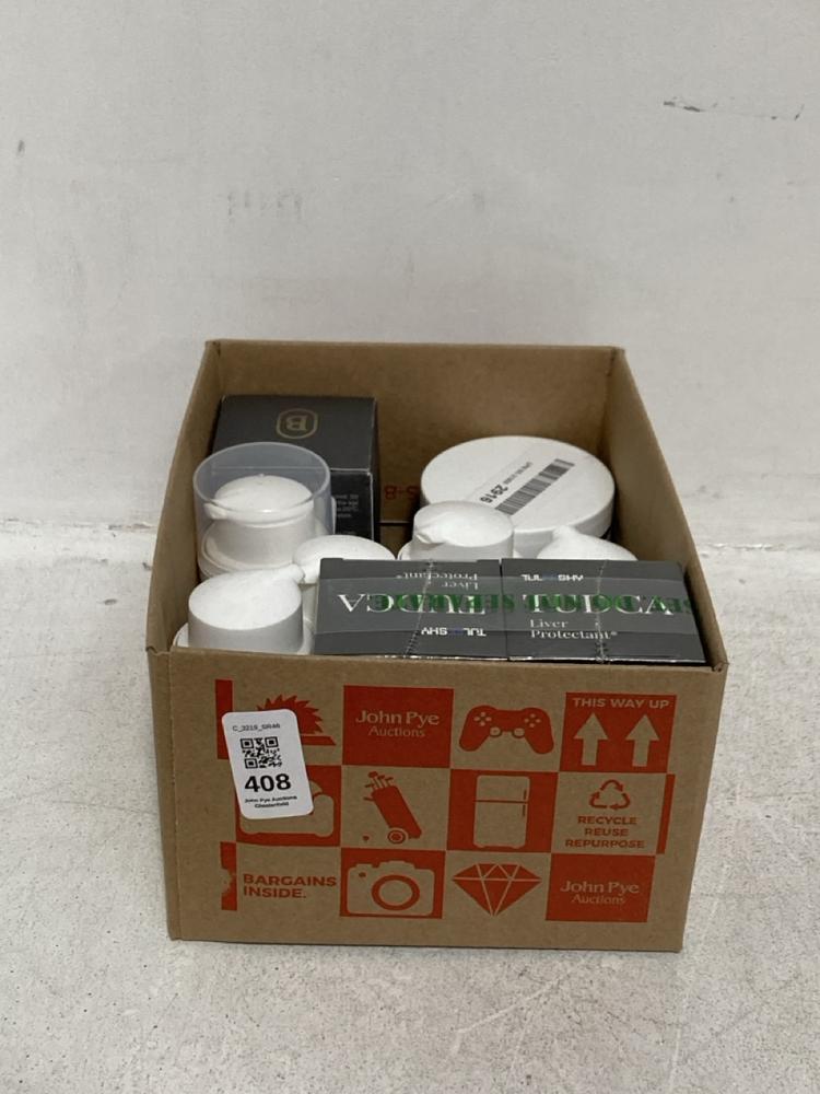 Lot 408  
            Chesterfield SR46 - Parcel Delivery Only 

                
QTY OF ASSORTED HEALTH & BEAUTY PRODUCTS TO INCLUDE SWISS PEAK NMN MIXED BERRIES ...