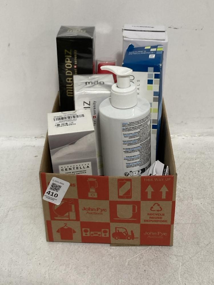 Lot 410  
            Chesterfield SR46 - Parcel Delivery Only 

                
QTY OF ASSORTED HEALTH & BEAUTY PRODUCTS TO INCLUDE SKIN1004 CENTELLA TONE BRIGHT...