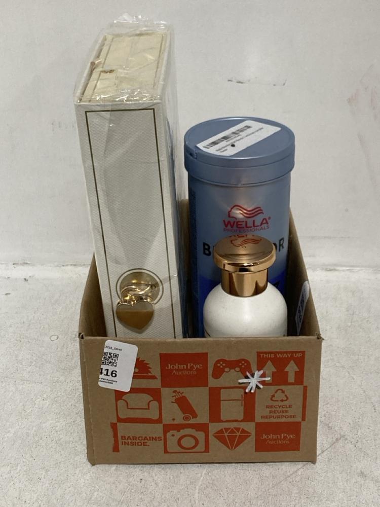 Lot 416  
            Chesterfield SR46 - Parcel Delivery Only 

                
4 X ASSORTED BEAUTY PRODUCTS TO INCLUDE WELLA BLONDOR MULTI 7 BLONDE POWDER HIGHL...