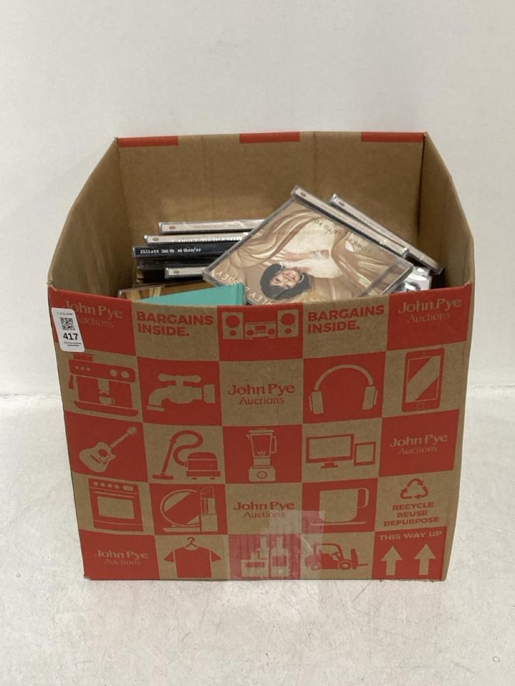 Lot 417  
            Chesterfield SR46 - Parcel Delivery Only 

                
QTY OF ASSORTED CDS & DVDS TO INCLUDE DAME SHIRLEY BASSEY I OWE IT ALL TO YOU CD ...