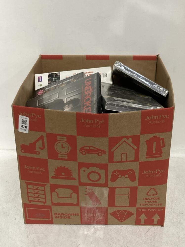 Lot 418  
            Chesterfield SR46 - Parcel Delivery Only 

                
QTY OF ASSORTED CDS & DVDS TO INCLUDE THE UNBROKEN A TERROR FROM THE OTHER SIDE D...