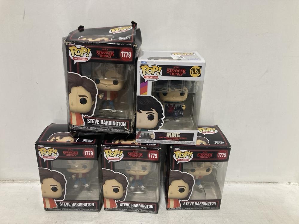 Lot 437  
            Chesterfield SR46 - Parcel Delivery Only 

                
5 X ASSORTED STRANGER THINGS FUNKO POP VINYL FIGURES TO INCLUDE FUNKO POP STRANGE...