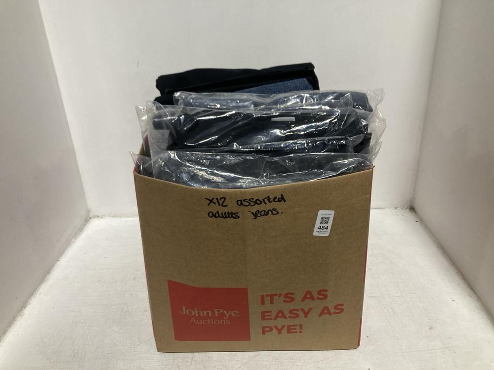 Lot 484  
            Chesterfield SR46 - Parcel Delivery Only 

                
12 X ASSORTED ADULTS JEANS TO INCLUDE WOMENS WASHED JEANS IN BLUE - UK SIZE 36 X ...