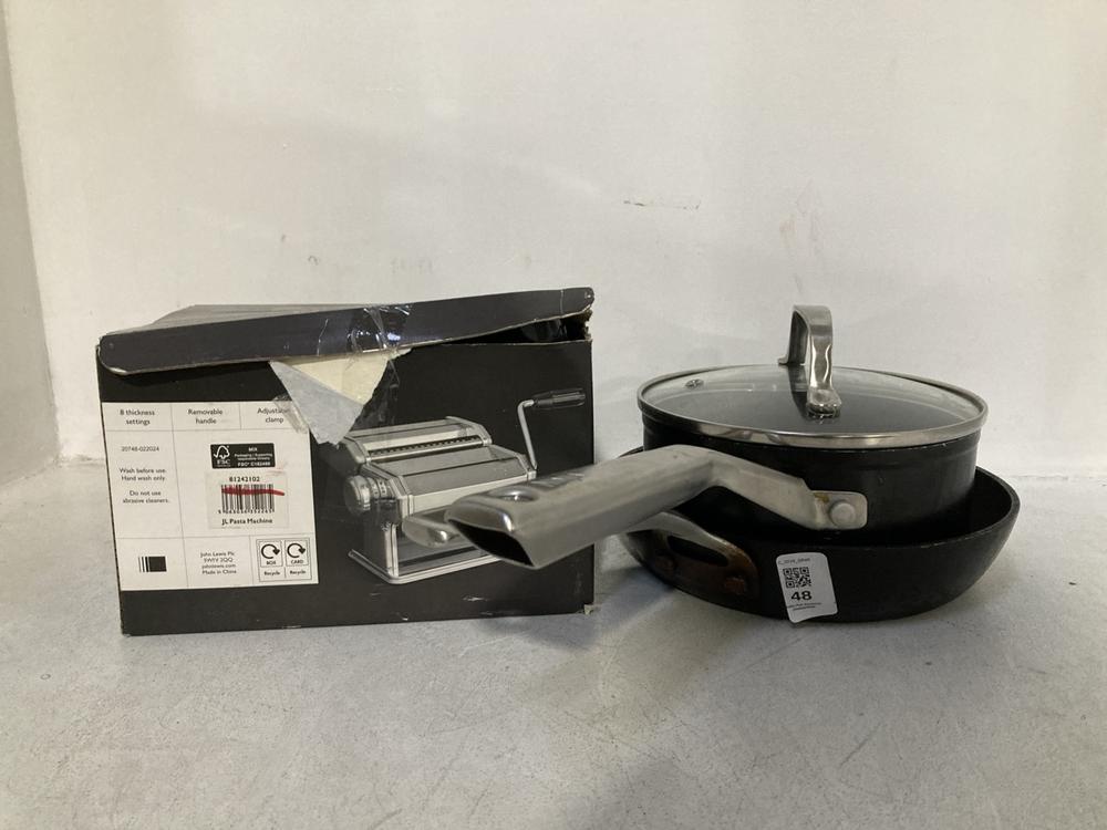 Lot 48  
            Chesterfield SR46 - Parcel Delivery Only 

                
3 X ASSORTED HOME ITEMS TO INCLUDE STAINLESS STEEL PASTA MACHINE (LOCATION: A2)