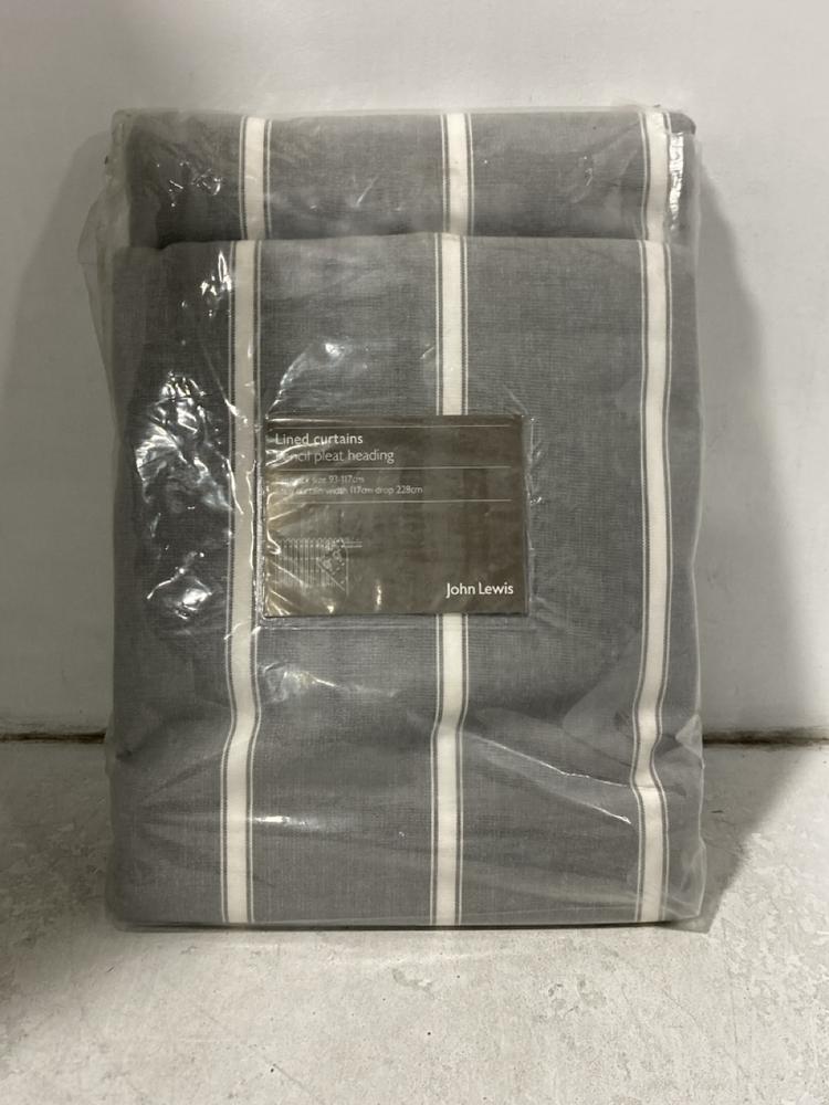 Lot 492  
            Chesterfield SR46 - Parcel Delivery Only 

                
JOHN LEWIS LINED PENCIL PLEAT CURTAINS IN GREY & WHITE ( 93 X 117 X 228CM ) (LOCA...