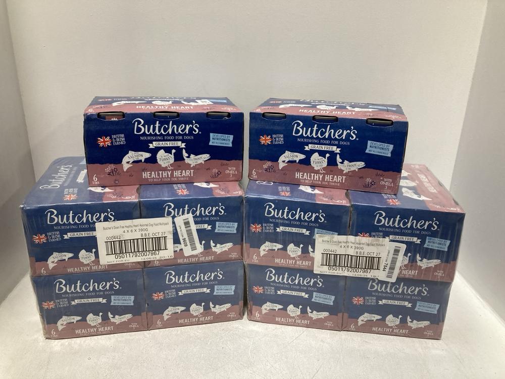 Lot 521  
            Chesterfield SR46 - Parcel Delivery Only 

                
10 X BUTCHERS HEALTHY HEART WITH OMEGA 3 NOURISHING DOG FOOD - 6 TINS PER PACK ( ...