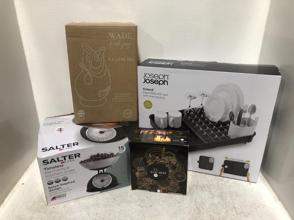 Lot 536  
            Chesterfield SR46 - Parcel Delivery Only 

                
4 X ASSORTED KITCHEN ITEMS TO INCLUDE SALTER TIMELESS MECHANICAL RETRO KITCHEN SC...