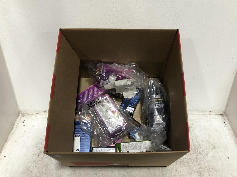 Lot 559  
            Chesterfield SR46 - Parcel Delivery Only 

                
QTY OF ASSORTED PHILIPS ITEMS TO INCLUDE PHILIPS LED E14 2700K WARM WHITE LIGHT B...