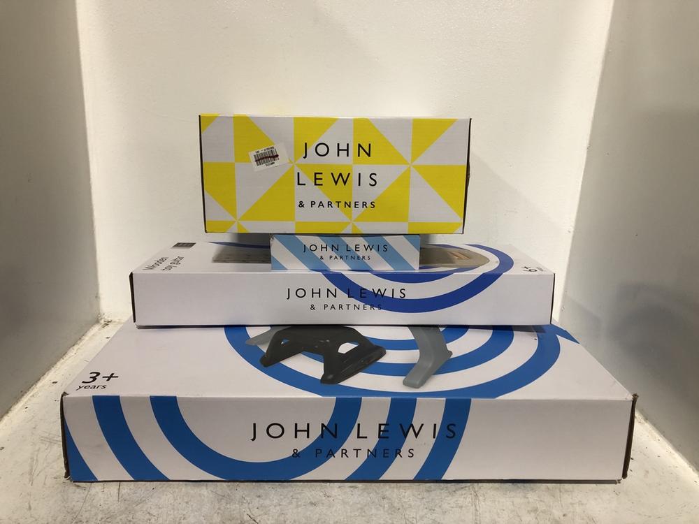 Lot 570  
            Chesterfield SR46 - Parcel Delivery Only 

                
4 X ASSORTED JOHN LEWIS KIDS TOYS TO INCLUDE WOODEN COFFEE SHOP SET (LOCATION: C1)