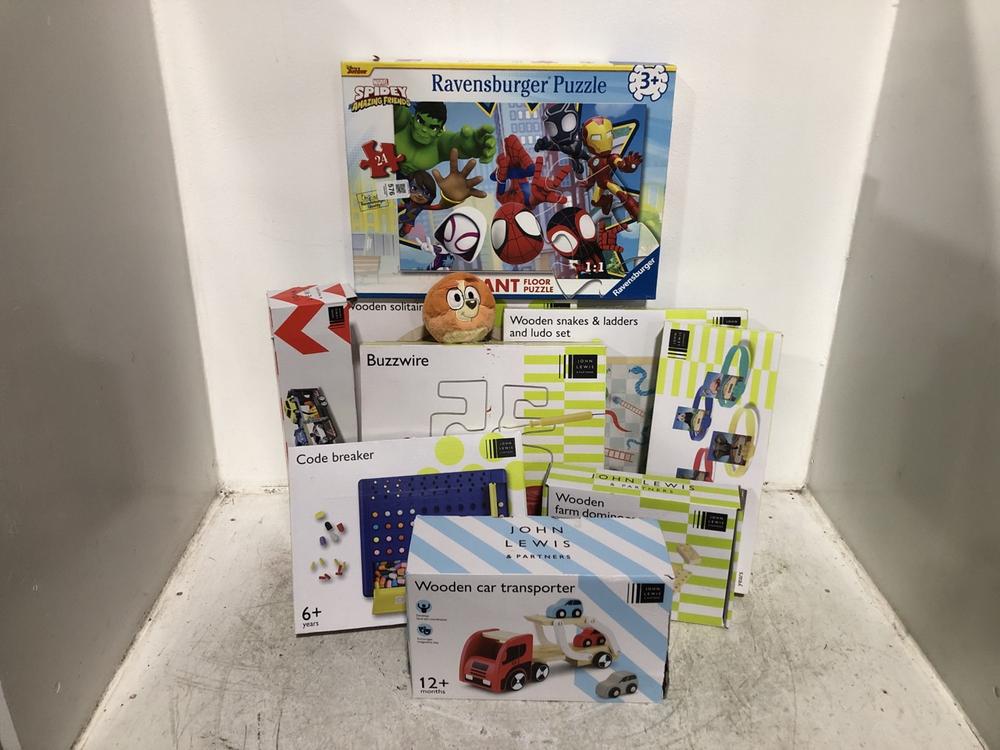 Lot 576  
            Chesterfield SR46 - Parcel Delivery Only 

                
QTY OF ASSORTED KIDS TOYS TO INCLUDE MARVEL SPIDEY & HIS AMAZING FRIENDS GIANT FL...