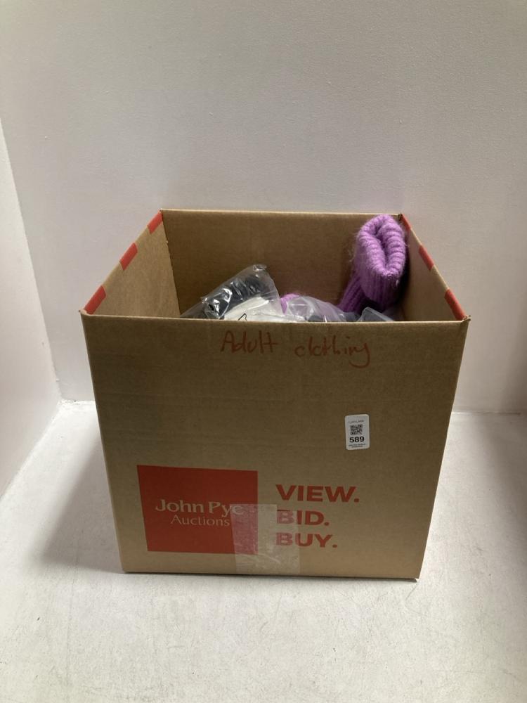 Lot 589  
            Chesterfield SR46 - Parcel Delivery Only 

                
QTY OF ASSORTED ADULTS CLOTHING TO INCLUDE THERMAL LONG-SLEEVE ROLL NECK TOP IN B...