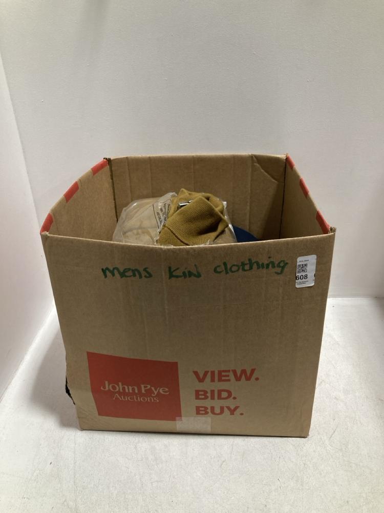 Lot 608  
            Chesterfield SR46 - Parcel Delivery Only 

                
QTY OF ASSORTED MENS KIN CLOTHING TO INCLUDE KIN 1/4 ZIP SWEATSHIRT IN MUSTARD - ...