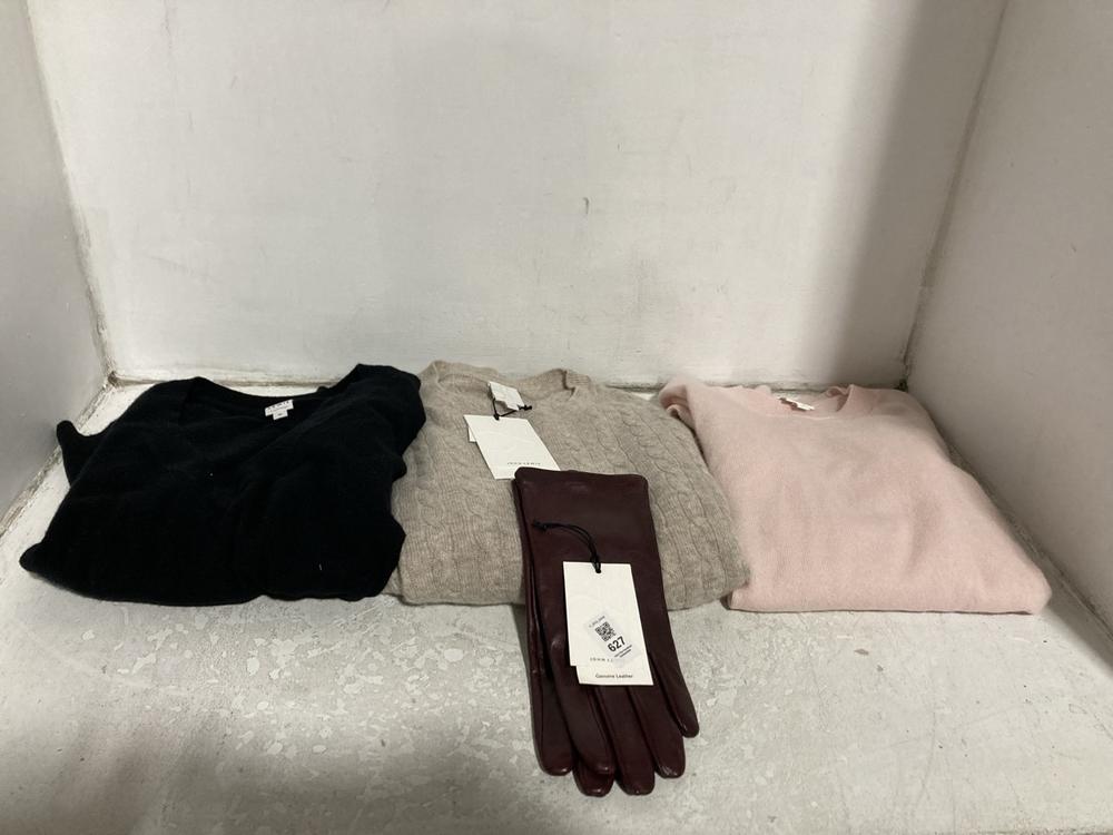 Lot 627  
            Chesterfield SR46 - Parcel Delivery Only 

                
4 X ASSORTED ADULTS CLOTHING TO INCLUDE FLEECE LINED GENUINE LEATHER GLOVES IN BU...