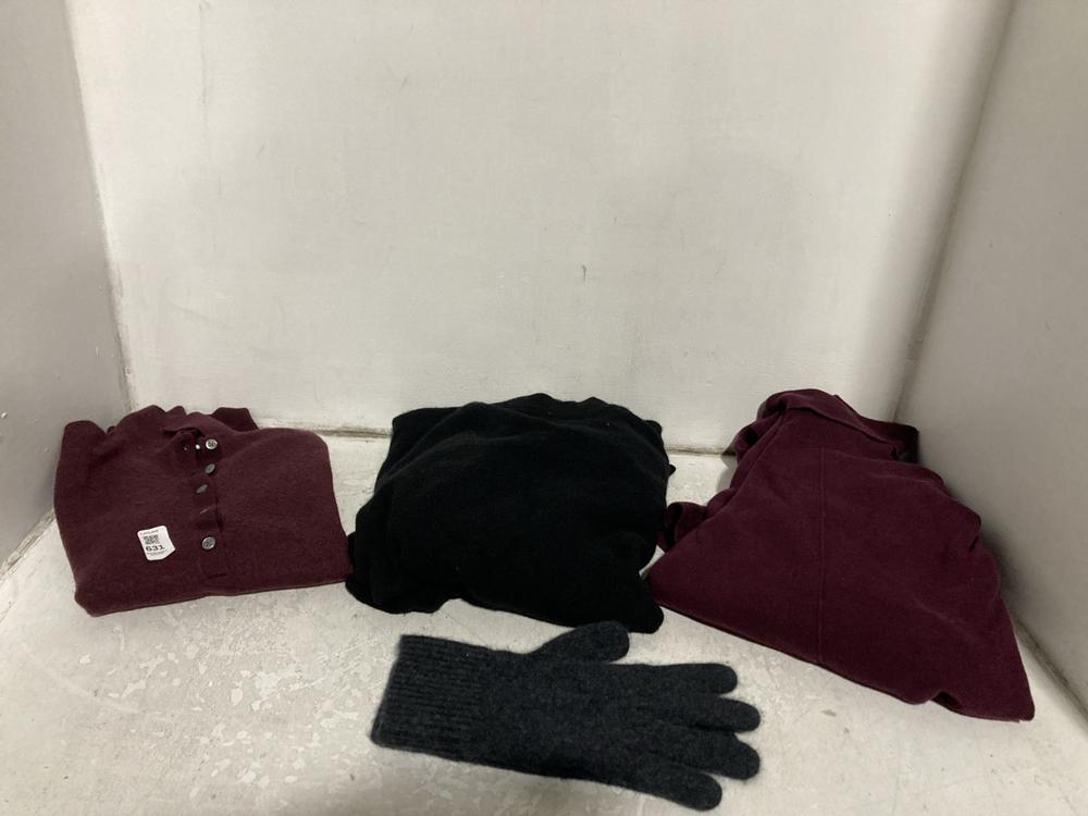 Lot 631  
            Chesterfield SR46 - Parcel Delivery Only 

                
3 X ASSORTED ADULTS CLOTHING TO INCLUDE CASHMERE WINTER GLOVES IN GREY - ONESIZE ...