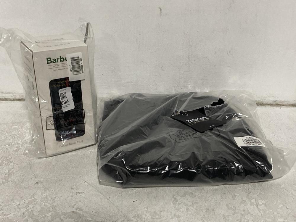 Lot 634  
            Chesterfield SR46 - Parcel Delivery Only 

                
BARBOUR TARTAN TRAVEL MUG TO INCLUDE BARBOUR STELLA TROUSERS IN BLACK - UK SIZE 1...