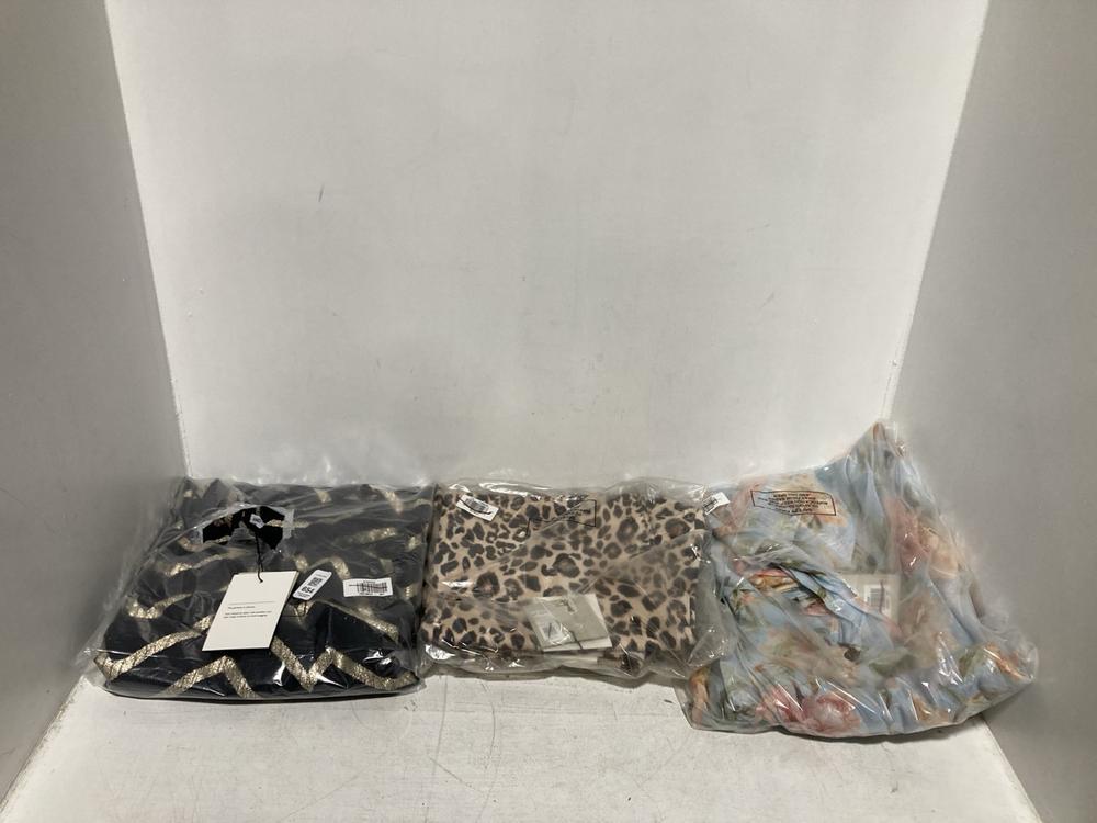 Lot 654  
            Chesterfield SR46 - Parcel Delivery Only 

                
3 X ASSORTED ADULTS CLOTHING TO INCLUDE CHEV SKIRT IN BLACK & GOLD - UK SIZE 18 (...