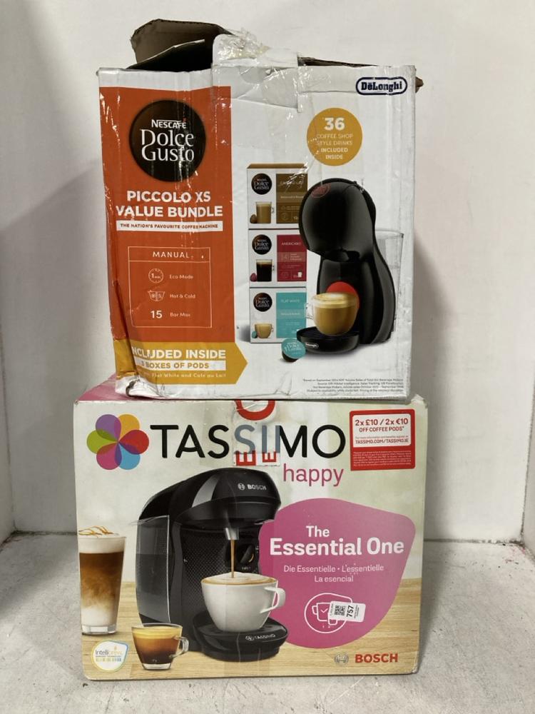 Lot 757  
            Chesterfield SR46 - Parcel Delivery Only 

                
BOSCH TASSIMO HAPPY THE ESSENTIAL COFFEE MACHINE TO INCLUDE DELONGHI DOLCE GUSTO ...