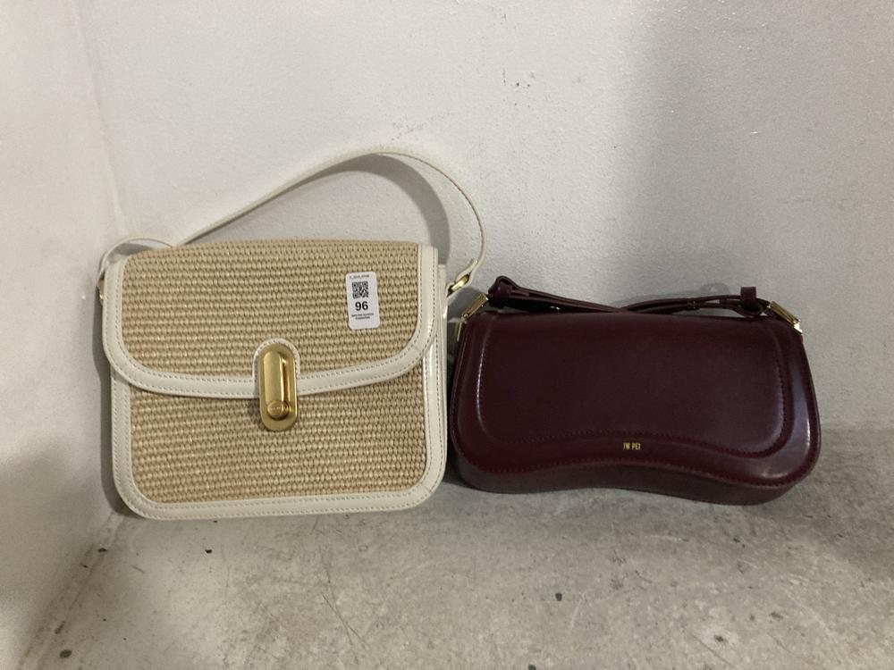 Lot 96  
            Chesterfield SR46 - Parcel Delivery Only 

                
TED BAKER KASSIE TWIST LOCK SMALL RAFFIA CROSSBODY BAG IN ECRU TO INCLUDE JW PEI ...