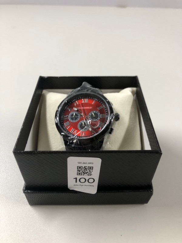 Lot 100  
            Nottingham SR1 - Delivery Only 

                
GLOBENFELD ROMAN CHRONO RED WATCH MODEL: GF0014