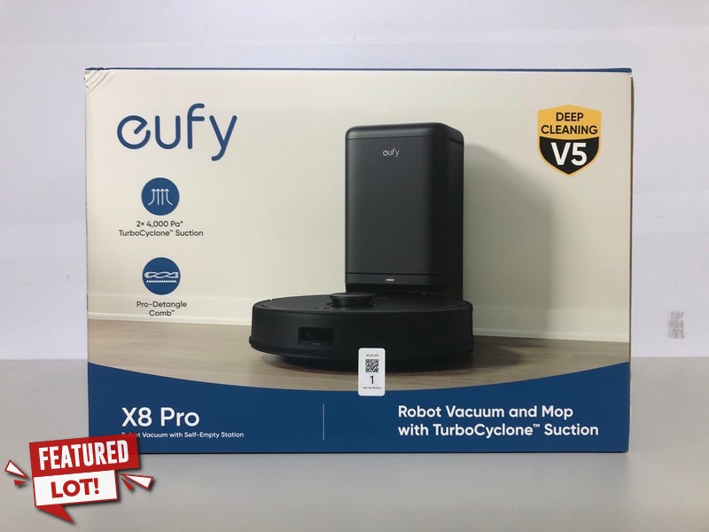 Lot 1  
            Nottingham SR1 - Delivery Only 

                
EUFY X8 PRO ROBOTIC VACUUM CLEANER AND MOP WITH SELF EMPTYING STATION - ORIGINAL ...