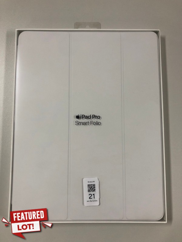 Lot 21  
            Nottingham SR1 - Delivery Only 

                
APPLE IPAD PRO SMART FOLIO (12.9INCH) MODEL: MRXE2ZM/A - ORIGINAL RRP.£79 (SEALED)
