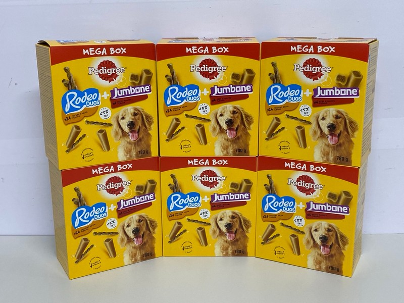 Lot 264  
            Nottingham SR1 - Delivery Only 

                
6 X PEDIGREE RODEO DUOS (CHICKEN & BACON FLAVOUR) + JUMBONE (BEEF & POULTRY FLAVO...