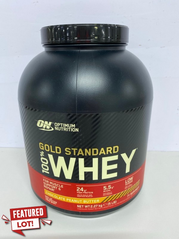 Lot 271  
            Nottingham SR1 - Delivery Only 

                
OPTIMUM NUTRITION GOLD STANDARD 100% WHEY SUPPLEMENT - CHOCOLATE PEANUT BUTTER FL...