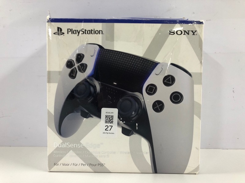 Lot 27  
            Nottingham SR1 - Delivery Only 

                
PLAYSTATION DUAL SENSE EDGE WIRELESS CONTROLLER FOR PS5 - WHITE - ORIGINAL RRP - ...