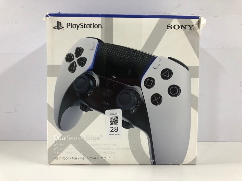 Lot 28  
            Nottingham SR1 - Delivery Only 

                
PLAYSTATION DUAL SENSE EDGE WIRELESS CONTROLLER FOR PS5 - WHITE - ORIGINAL RRP - ...