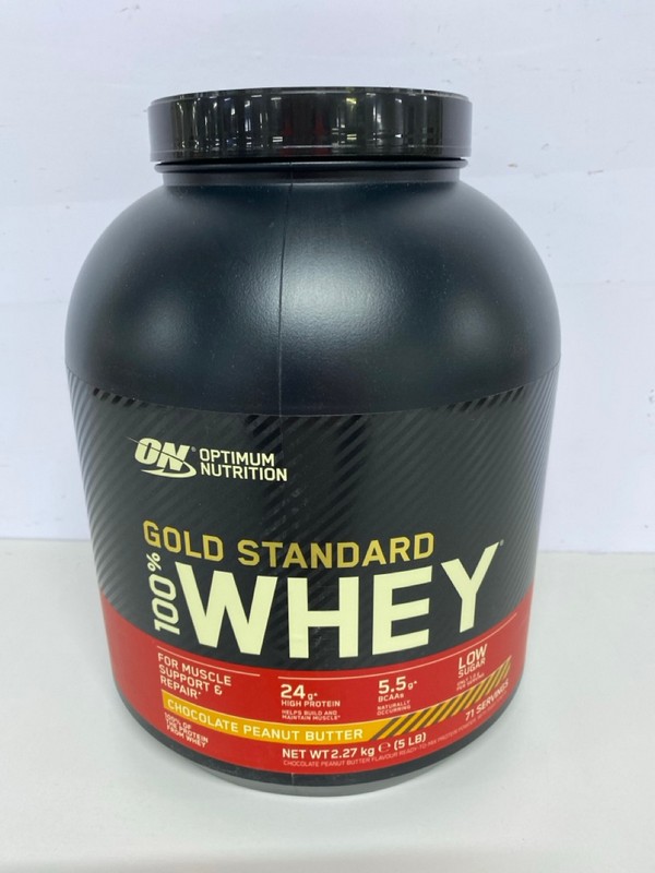 Lot 308  
            Nottingham SR1 - Delivery Only 

                
OPTIMUM NUTRITION GOLD STANDARD 100% WHEY SUPPLEMENT - CHOCOLATE PEANUT BUTTER FL...