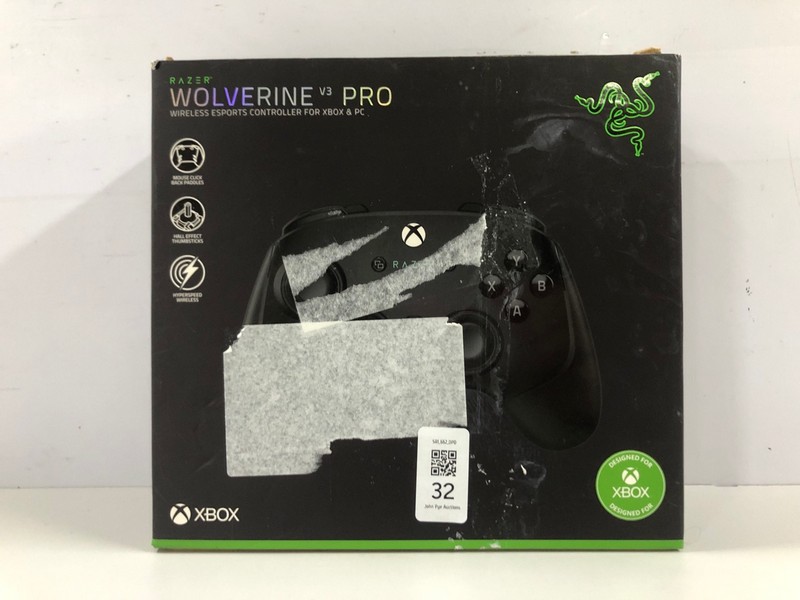 Lot 32  
            Nottingham SR1 - Delivery Only 

                
RAZER WOLVERINE V3 PRO WIRELESS GAMING CONTROLLER (XBOX & PC) - BLACK - ORIGINAL ...