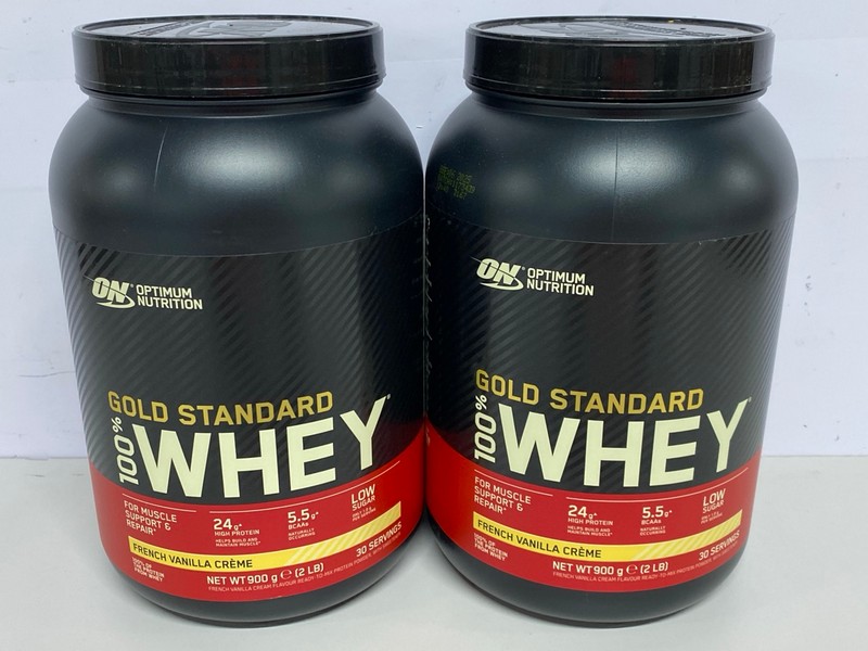 Lot 368  
            Nottingham SR1 - Delivery Only 

                
2 X OPTIMUM NUTRITION GOLD STANDARD 100% WHEY SUPPLEMENT - FRENCH VANILLA CREME F...
