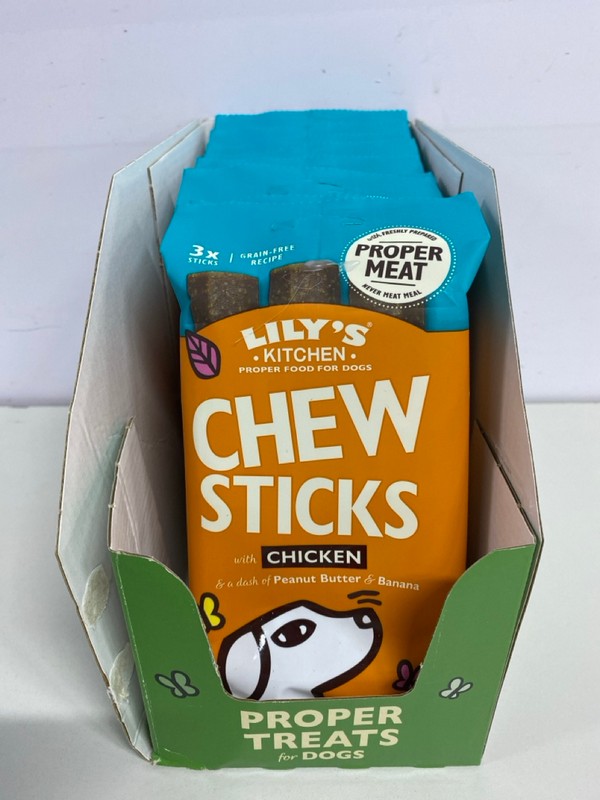 Lot 392  
            Nottingham SR1 - Delivery Only 

                
4 X LILY'S KITCHEN PROPER FOOD FOR DOGS - CHICKEN TREATS MULTIPACK - BBD - 01/03/...