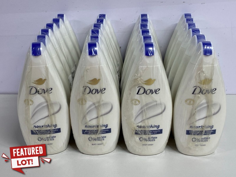 Lot 414  
            Nottingham SR1 - Delivery Only 

                
4 X MULTIPACKS OF DOVE NOURISHING BODY WASH - 450ML - (6 BOTTLES PER MULTI-PACK)