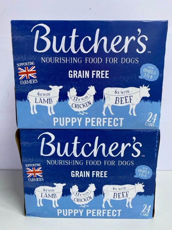 Lot 433  
            Nottingham SR1 - Delivery Only 

                
2 X BUTCHERS NOURISHING FOOD FOR DOGS - PUPPY PERFECT MULTIPACK - LAMB, CHICKEN &...