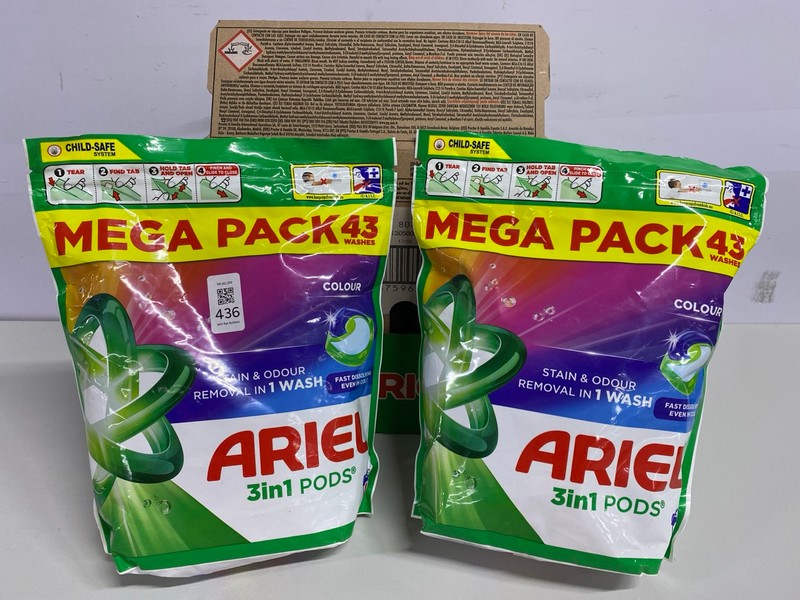 Lot 436  
            Nottingham SR1 - Delivery Only 

                
5 X ARIEL STAIN & ODOUR REMOVAL 3-IN-1 PODS MEGAPACKS - 43 PODS PER PACK