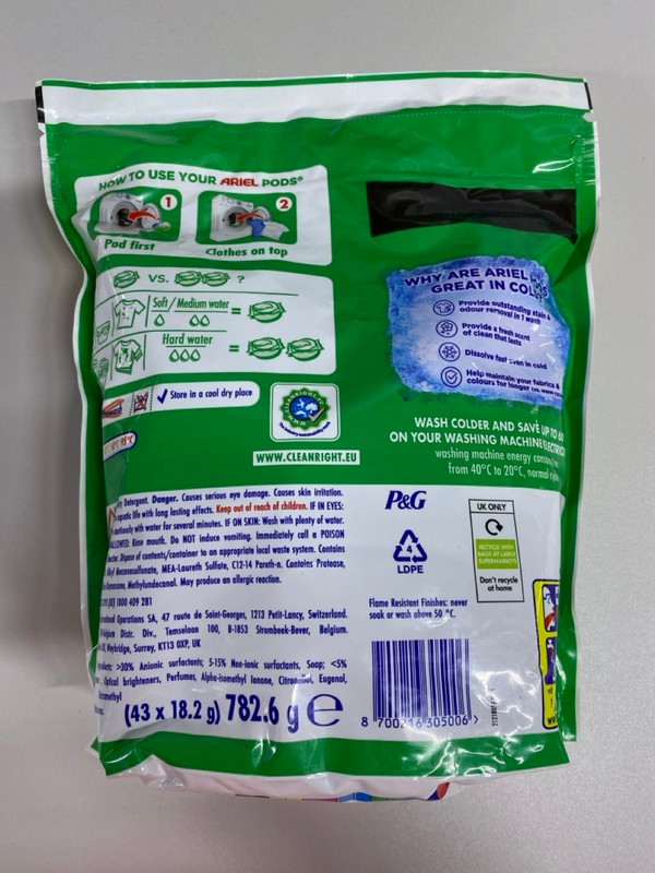 Lot 436  
            Nottingham SR1 - Delivery Only 

                
5 X ARIEL STAIN & ODOUR REMOVAL 3-IN-1 PODS MEGAPACKS - 43 PODS PER PACK