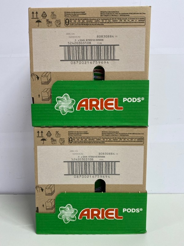 Lot 439  
            Nottingham SR1 - Delivery Only 

                
2 X BOXES OF ARIEL STAIN & ODOUR REMOVAL 3-IN-1 POD MEGAPACKS - 3 MEGAPACKS PER B...