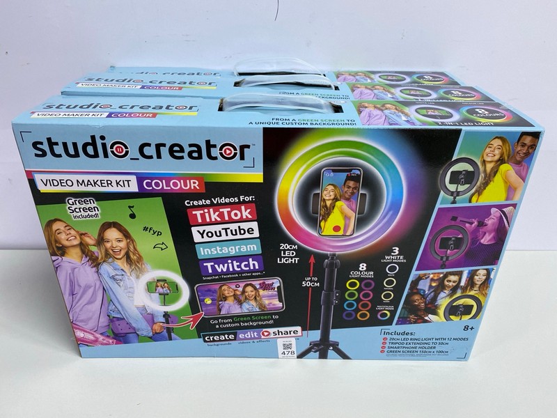 Lot 478  
            Nottingham SR1 - Delivery Only 

                
3 X STUDIO CREATOR VIDEO MAKER KIT - AGES 8+