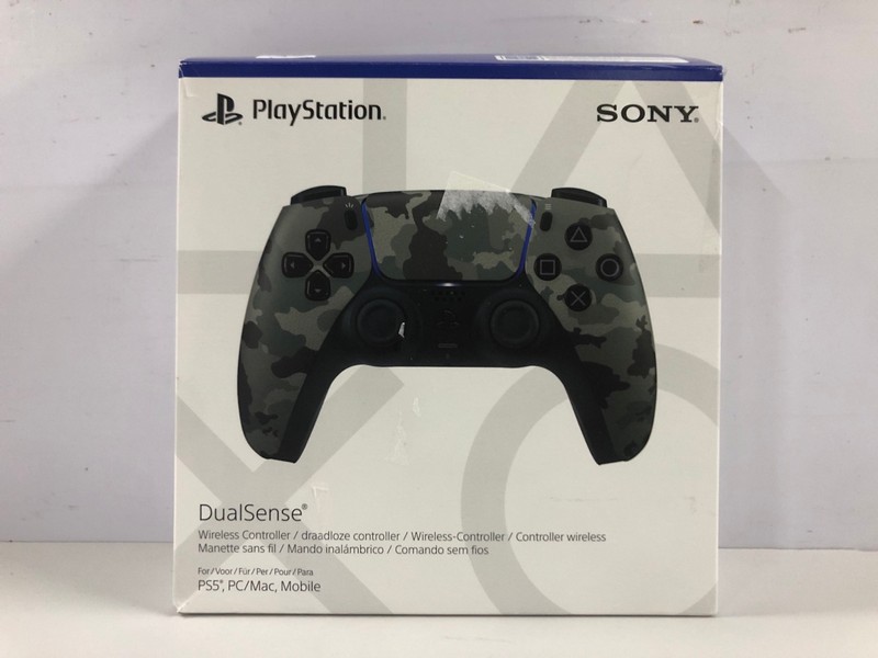 Lot 47  
            Nottingham SR1 - Delivery Only 

                
PLAYSTATION 5 DUAL SENSE WIRELESS CONTROLLER - GREY CAMO - ORIGINAL RRP - £74.99