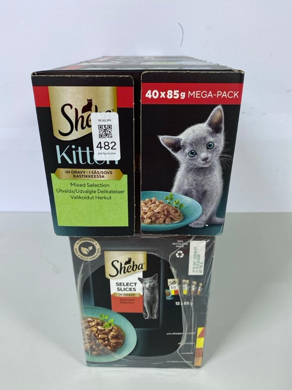 Lot 482  
            Nottingham SR1 - Delivery Only 

                
2 X VARIOUS SHEBA CAT FOOD MULTIPACKS INC. SHEBA SELECT SLICES IN GRAVY - CHICKEN...